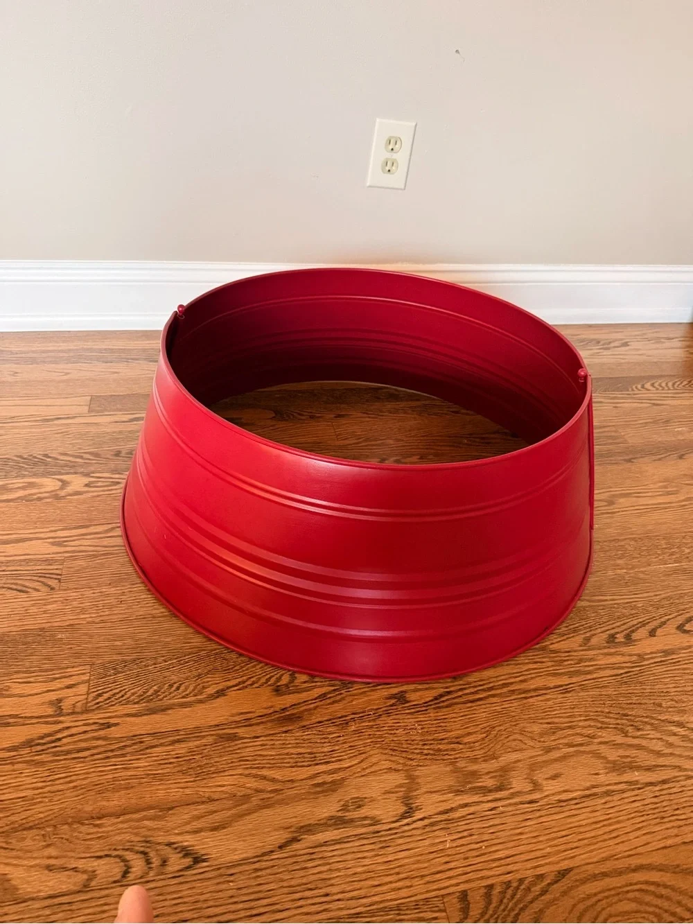 Pottery Barn Red Metal Christmas Tree Collar 27” Holiday Decor